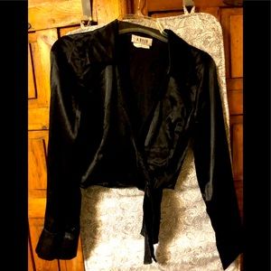 Satin crop wrap shirt by A. Byer California